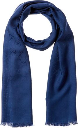 Gucci Logo Small Jacquard Wool & Silk-Blend Scarf