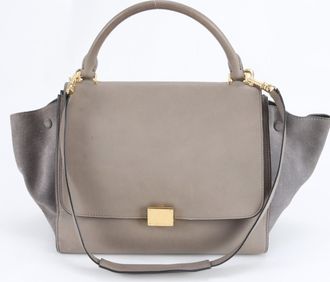 Celine Beige Gray Leather Handbag Shoulder Bag Tote Bag (Pre-Owned)