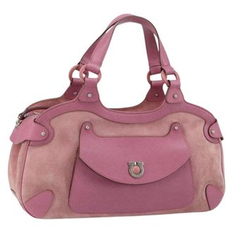 Ferragamo Gancini Handbag Suede Pink Suede Handbag (Pre-Owned)