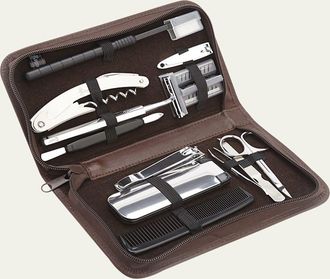 Royce Leather Monogrammed Leather Travel Grooming Toiletry Kit