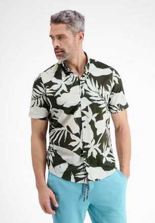 Lerros Kurzarmhemd LERROS Halbarmhemd mit floralem Print, Herren, Gr. XL, Normalgr&ouml;ssen, gr&uuml;n (chilled olive), 100% Baumwolle, Hemden Kurzarmhemd
