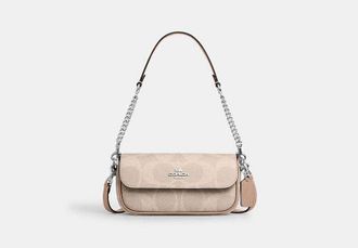 Coach Womens Hailey Flap Bag in Beige | PVC