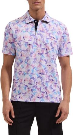 Bugatchi Hendrix Floral Pima Cotton Polo in Pink at Nordstrom, Size Xx-Large