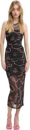 Moschino Ruched Fitted Maxi Jurk - Dames - Casual kleedjes - Zwart - M - Polyester - Kleedjes