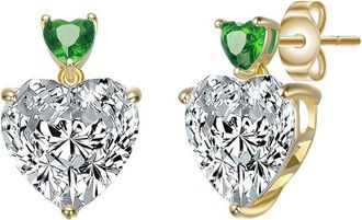 Genevive 14K Over Silver Cz Drop Earrings