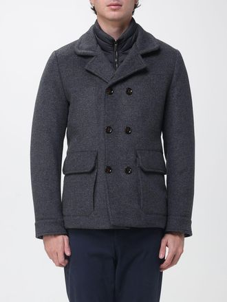 Moorer Short Double-Breasted Coat in Viscose Blend with Lapels