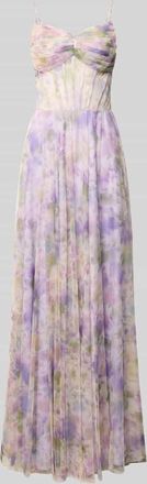 Mascara Abendkleid mit gelegten Falten in Flieder Melange, Größe 34