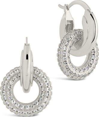 Sterling Forever Hunter CZ Interlocking Circle Drop Earrings