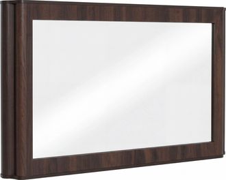 Hhg [nunca Usado] Espejo Hhg-769, Espejo De Pared, Espejo Para Vestidor, Espejo Para El Recibidor, Mdf Y Cristal, 80 X 120 X 10 Cm, Acabado En Nogal