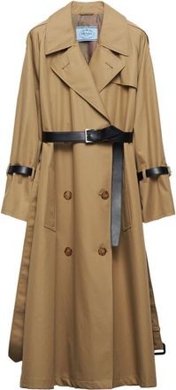 Prada double-breasted trench coat - women - Cotton - 40 - Neutrals