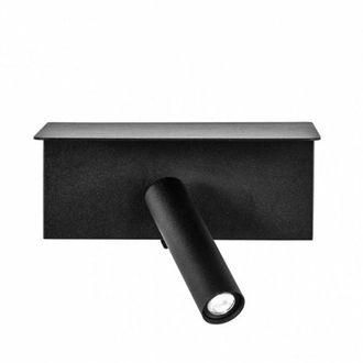 Fabrilamp Lampada da parete 3w 4000k leonardo nero c/scaffale & usb 150lm c/interruttore 14x18x14cm orientb