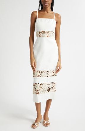 Ramy Brook Aaliyah Lacy Inset Midi Dress in Ivory at Nordstrom, Size 00
