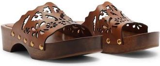 Farm Rio Lace Leather Slide Clog in Sand at Nordstrom, Size 10