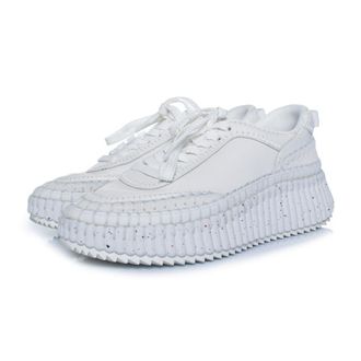 Chlo&eacute; Chloe, Nama leren platform sneakers met stiksels