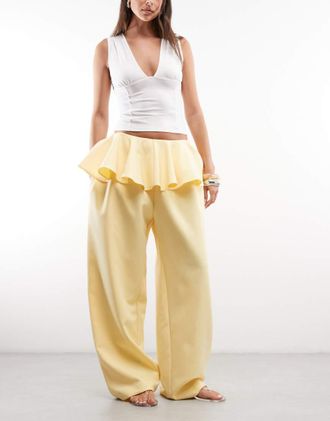 Asos Pantaloni sartoriali gialli con gonna-Nessun colore