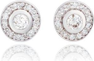 Suzy Levian 14K Gold Round Diamond Halo Stud Earrings in White at Nordstrom Rack