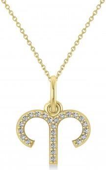 Allurez Aries Zodiac Diamond Pendant Necklace 14k Yellow Gold (0.12ct)