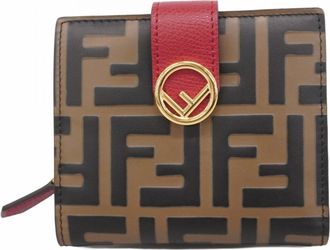 Fendi Brown Red Color Leather Wallet (Bi-Fold) (Pre-Owned)