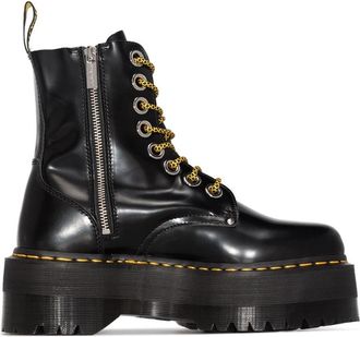 Dr. Martens Jadon Max Platform Boot - Dames - Veterlaarzen - Zwart - 39 1/2 EU - Leer - Schoenen