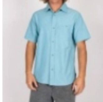 Rusty Ox Short Sleeve Woven Shirt In Dirty Turquoise