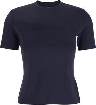 Max Mara Navy Blue Logo Crew Neck T-Shirt