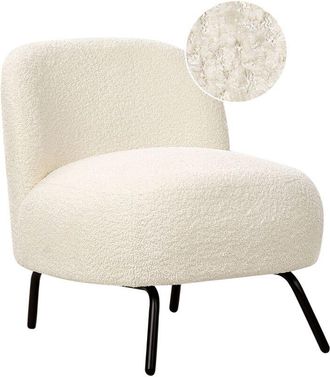 Beliani Beliani - Poltrona Boucle Poltrona senza braccioli in stile retr&ograve; per il soggiorno Sedia daccento bianco sporco Kumla