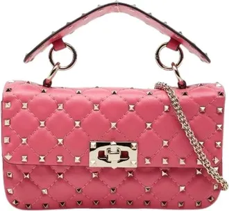 Valentino Pre-owned Handbags, female, Pink, Size: ONE SIZE Pre-owned Rockstud Spike Leather 2way Bag