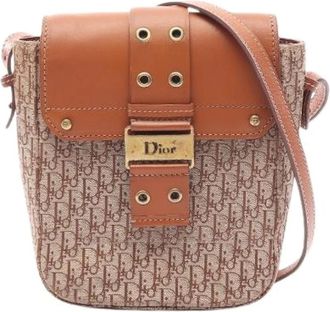 Dior Pre-owned Street Chic Trotter Canvas Leren Schoudertas - Dames - Vintage Schoudertas - Beige - ONE Size - Leer - Vintage