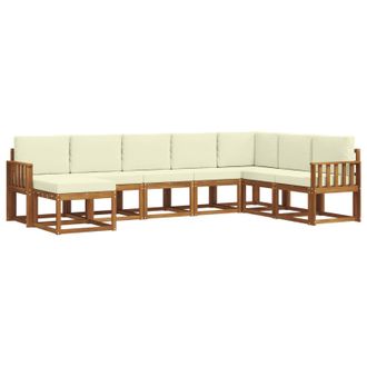vidaXL Conjunto De Sof&aacute;s De Exterior Con Coj&iacute;n 8 Pcs Natural Y Crema Vidaxl