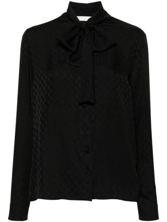 Palm Angels Blusa con effetto monogramma jacquard - Nero