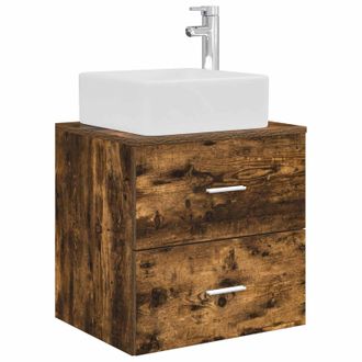 vidaXL Vanidad Con Lavabo De Pared Roble Ahumado 49,5 X 41 X 63 Cm Vidaxl