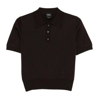 A.P.C. Round-neck Knitwear, female, Brown, Size: XS Polo Ruby
