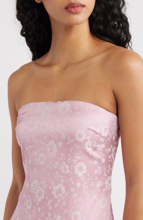 Princess Polly Floral Strapless Satin Cocktail Minidress in Dusty Pink at Nordstrom, Size 12