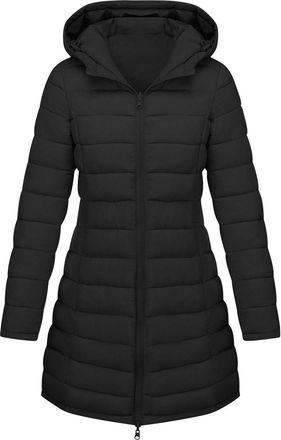 Generic Womens Long Winter Puffer Coat Uk Longline Lightweight Padded Jackets Ladies Hooded Zipper Windproof Down Jacket with Pockets Mid Length Quilted Therm