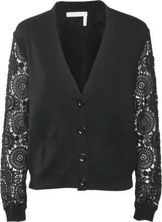 Chloé Wollen vest met kanten vlakken - Black