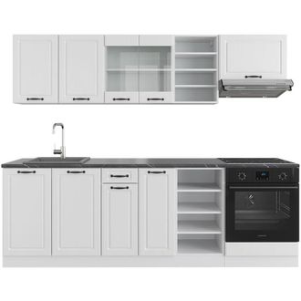 Vicco Mueble De Cocina R-line, Casa De Campo Blanca/blanca, 240 Cm, Et Antracita