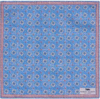 Robert Talbott Collins Reversible Silk/Cotton Pocket Square in Blue/orange Neat at Nordstrom
