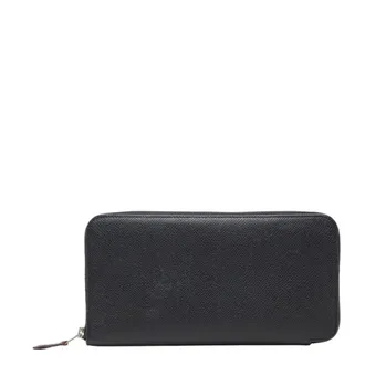Herm&egrave;s Black Blue Marine Fauve Epsom Leather Long Wallet (Bi-Fold) (Pre-Owned)
