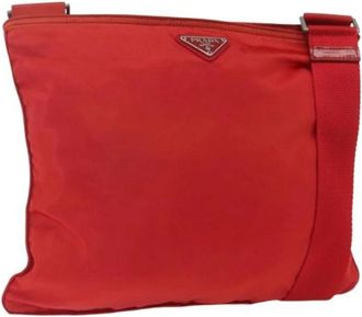 Prada Pre-owned Cross Body Bags, female, Red, Size: ONE SIZE Pre-owned Nylon Crossbody Bag