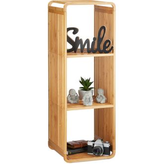 Relaxdays Relaxdays Estanter&iacute;a De Bamb&uacute;, Organizador Redondeado, Mueble Con Cuatro Estantes, Cuadrado, Marr&oacute;n, 96x33x33 Cm