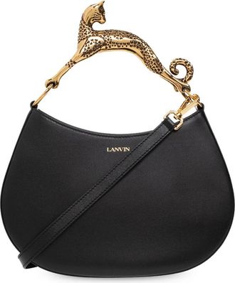 Lanvin Cat PM Hobo Bag - Dames - Handtassen - Zwart - ONE Size - Leer - Tassen