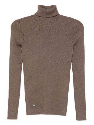 Lauren Ralph Lauren ribbed turtleneck sweater - women - Cotton/Modal/Nylon - M - Neutrals