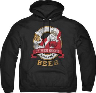 Gildan Christmas Wonderful Time for a Beer Unisex Adult Pullover Hoodie