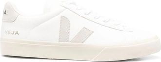 Veja Campo White Low-Top Textured Logo Leather Sneakers