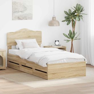 vidaXL Estructura De Cama Roble Sonoma 100 X 200 Cm Madera Ingenieril Vidaxl