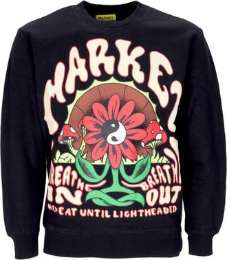 Market Zwarte Crewneck Sweatshirt met Print - Heren - Sweatshirts - Zwart - L - Katoen - Hoodies & sweatvesten