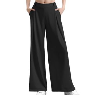 Generic Womens Plus Size Work Trousers Palazzo Chic and Elegant Solid Colour High Waist Straight Pants Autumn Winter Casual Loose Fit Versatile Sweatpants for