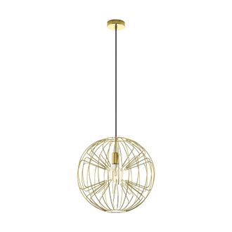 Loops Pendant Ceiling Light Colour Brass Shade Circular Open Wire Frame Bulb E27 1x60W
