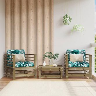 Berkfield Home Garden Chairs with Cushions 2 pcs Impregnated Wood Pine in Brown