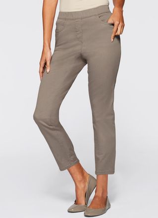 Bonprix Schlupfhose BONPRIX 7/8 Schlupfhose mit Stretch, Damen, Gr. 38, N-Gr, braun (taupe), Obermaterial: 97% Baumwolle, 3% Elasthan, regular fit, Hosen Schl